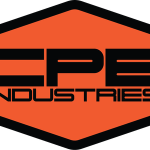 The image displays a logo for CPE Industries, featuring a bold, modern font on an orange and black hexagonal background. The logo prominently displays the letters 'CPE' in large, uppercase text, with the word 'INDUSTRIES' in smaller text beneath it. This striking design conveys a professional and contemporary image, suitable for a plumbing business, indicating reliability and expertise in the industry. The use of bright orange captures attention and may suggest energy and innovation, aligning with CPE Industries' mission of providing quality plumbing services.