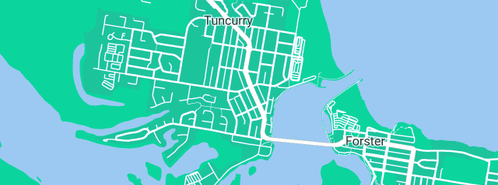 Map showing the location of Foreshore Plumbers in Tuncurry, NSW 2428