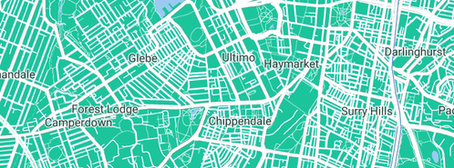 Map showing the location of Oxlin Pty Ltd in Ultimo, NSW 2007