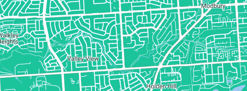 Map showing the location of Keelan's Plumbing Maintenance in Valley View, SA 5093