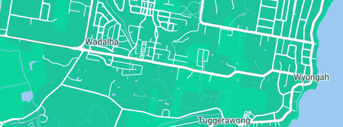 Map showing the location of STUART MATHESON PLUMBING GAS AND HOTWATER in Wadalba, NSW 2259