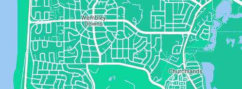 Map showing the location of Churchlands Plumbing in Wembley Downs, WA 6019