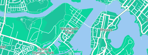 Map showing the location of Danette Plumbing Pty Ltd in Wentworth Point, NSW 2127