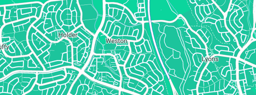 Map showing the location of New Homes Weston in Weston, ACT 2611