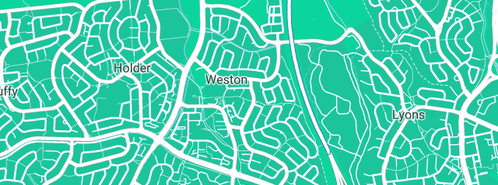 Map showing the location of RM Plumbing and Gasfitting in Weston, ACT 2611