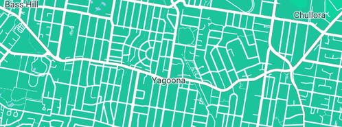 Map showing the location of Bug Free in Yagoona, NSW 2199