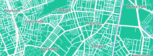 Map showing the location of Easy Solutions Plumbing Sydney in Alexandria, NSW 2015