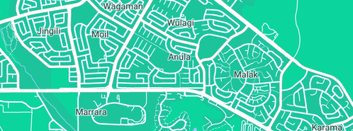 Map showing the location of DJ Plumbing in Anula, NT 812