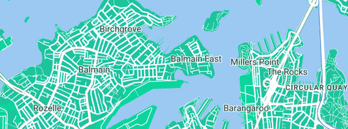 Map showing the location of Water Ratz Plumbing Pty Ltd in Balmain East, NSW 2041