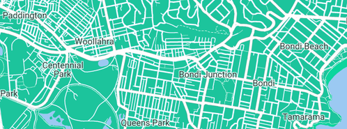 Map showing the location of Bondi Plumbing in Bondi Junction, NSW 2022