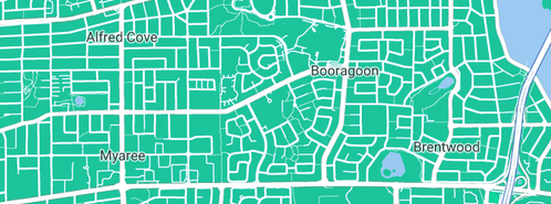 Map showing the location of Brown's Plumbing Pty Ltd in Booragoon, WA 6154