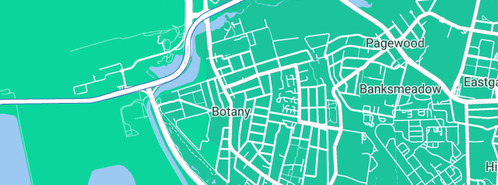 Map showing the location of Plumber Botany Area in Botany, NSW 2019