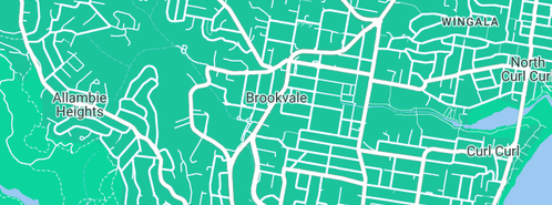 Map showing the location of The Pied Plumber in Brookvale, NSW 2100