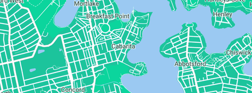 Map showing the location of Plumbing Services Inner West in Cabarita, NSW 2137