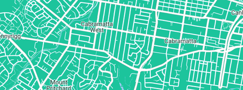 Map showing the location of Popeye the plumbing man in Cabramatta West, NSW 2166