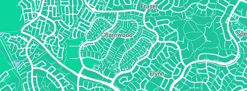 Map showing the location of ACT Septic Cleaning Services in Charnwood, ACT 2615