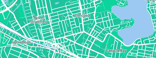 Map showing the location of bound Emergency Plumbing Electric EEL Draining Stormwater Roofing Guttering Gasfitting Maintenance Services in Concord, NSW 2137