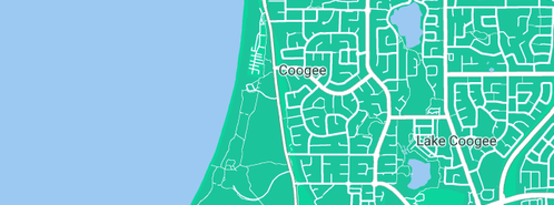 Map showing the location of Allday Plumbers in Coogee, WA 6166