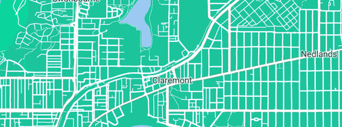 Map showing the location of Bell And Compton in Claremont, WA 6010