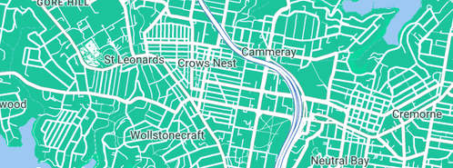 Map showing the location of Skyline Plumbing Services in Crows Nest, NSW 2065