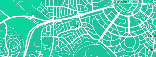 Map showing the location of Precision Plumbing Services in Deakin, ACT 2600