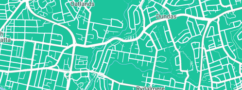 Map showing the location of Martin J A & M J Plumbing Pty Ltd in Dundas, NSW 2117