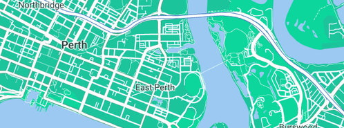 Map showing the location of Hydrosonic Leak Detection Service in East Perth, WA 6004