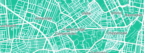 Map showing the location of Elite Plumber - Plumbing Company in Forest Lodge, NSW 2037