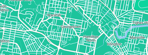 Map showing the location of MAYFIELD PLUMBING in Georgetown, NSW 2298