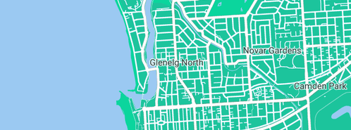 Map showing the location of Budgen NJ Plumbing & Drainage Contractor in Glenelg North, SA 5045