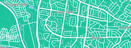 Map showing the location of Theo's Plumbing in Green Valley, NSW 2168