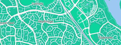 Map showing the location of Andy's Waterworks in Heathridge, WA 6027