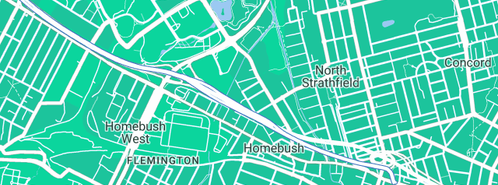 Map showing the location of Quinlan Projects Pty Ltd in Homebush, NSW 2140