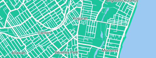 Map showing the location of Ellison Plumbing in Kogarah, NSW 2217