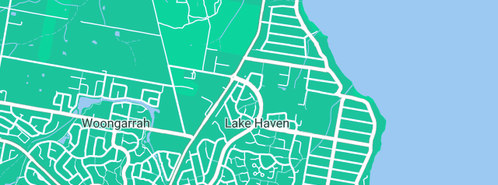 Map showing the location of Brett Wall Plumbing Services in Lake Haven, NSW 2263