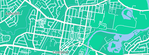 Map showing the location of Plumbpros Plumbers Sydney in Liverpool, NSW 2170