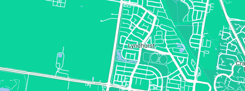 Map showing the location of Damien Gardiner Plumbing in Lyndhurst, VIC 3975