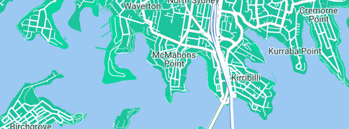 Map showing the location of Ryan Walsh Plumbing in Mcmahons Point, NSW 2060