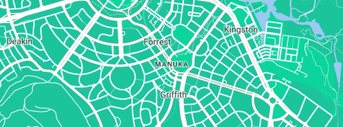 Map showing the location of J&J plumbing services in Manuka, ACT 2603