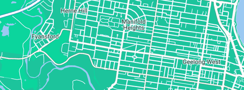 Map showing the location of Brown Peter Plumbing Services in Manifold Heights, VIC 3218