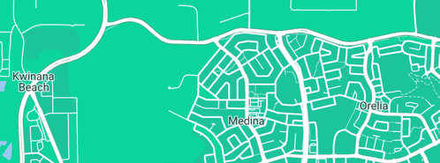 Map showing the location of Peron Plumbing and Gas Pty Ltd in Medina, WA 6167