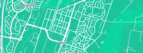 Map showing the location of Minto Plumbing Service in Minto, NSW 2566