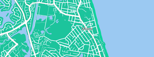 Map showing the location of Water Damage & Restoration Services - 24/7 Water & Flood Repairs Miami in Miami, QLD 4220