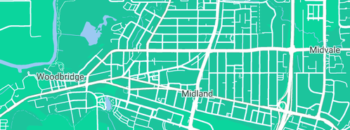 Map showing the location of Midland Plumbing and Gas in Midland, WA 6056