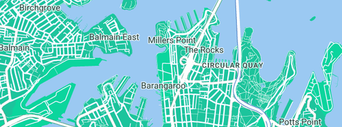 Map showing the location of Derwent Geoff Plumbing in Millers Point, NSW 2000