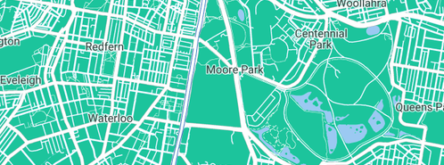 Map showing the location of O'Brien Plumbing North Sydney in Moore Park, NSW 2021