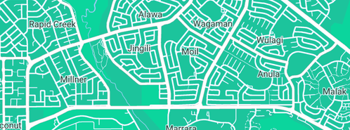 Map showing the location of All Hours Plumbing & Bldg Maintenance in Moil, NT 810