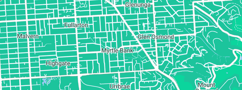 Map showing the location of Kerrigan Plumbing Services in Myrtle Bank, SA 5064