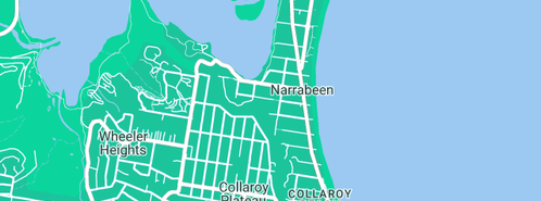 Map showing the location of Pittwater & Warringah Plumbing in Narrabeen, NSW 2101