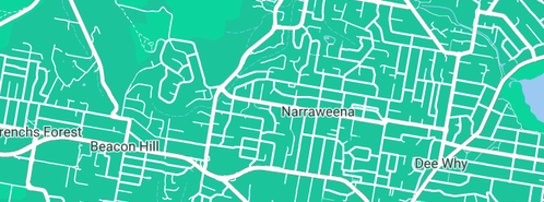 Map showing the location of Pierre's Plumbing in Narraweena, NSW 2099